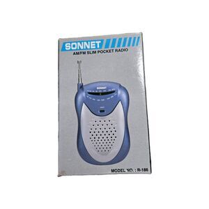 Sonnet AM FM Slim Pocket Radio R-186 Telescope Antenna Earphone Jack NOS Blue